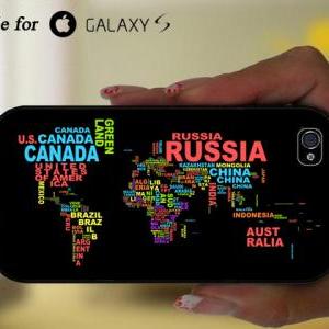 World Map Typography For Iphone 4 4s 5 5s 5c..