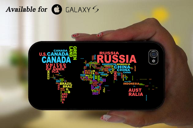 World Map Typography For Iphone 4 4s 5 5s 5c Samsung Galaxy S4 S5